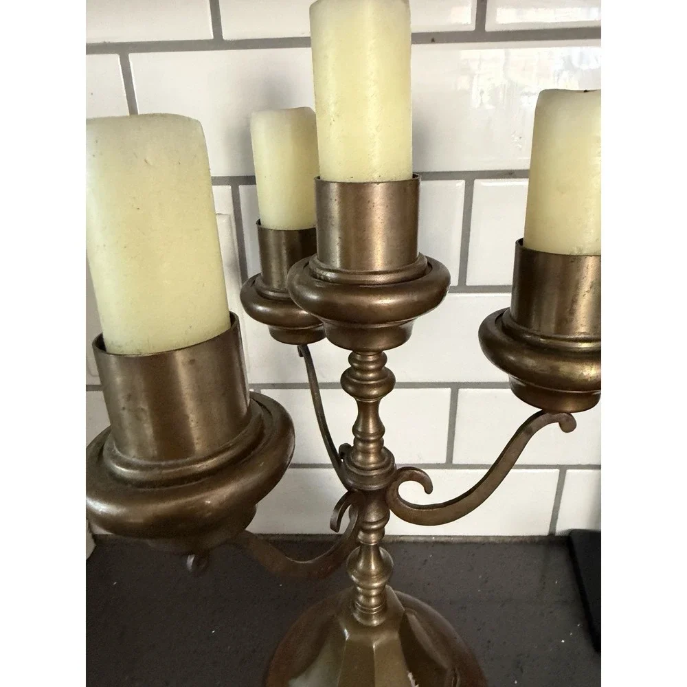 Vtg Brass 4 Arm Candelabra Candlestick Holder Ornate Hollywood Regency